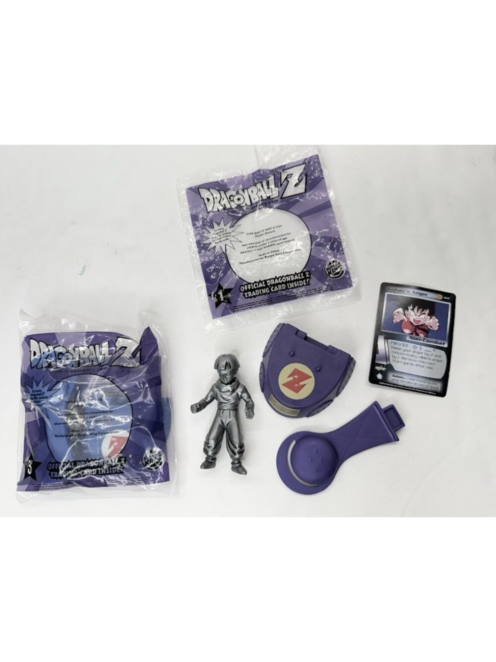Lot Of 2 Vintage 2000 Burger King Toys Dragon Ball Z  Figures With Trading Cards